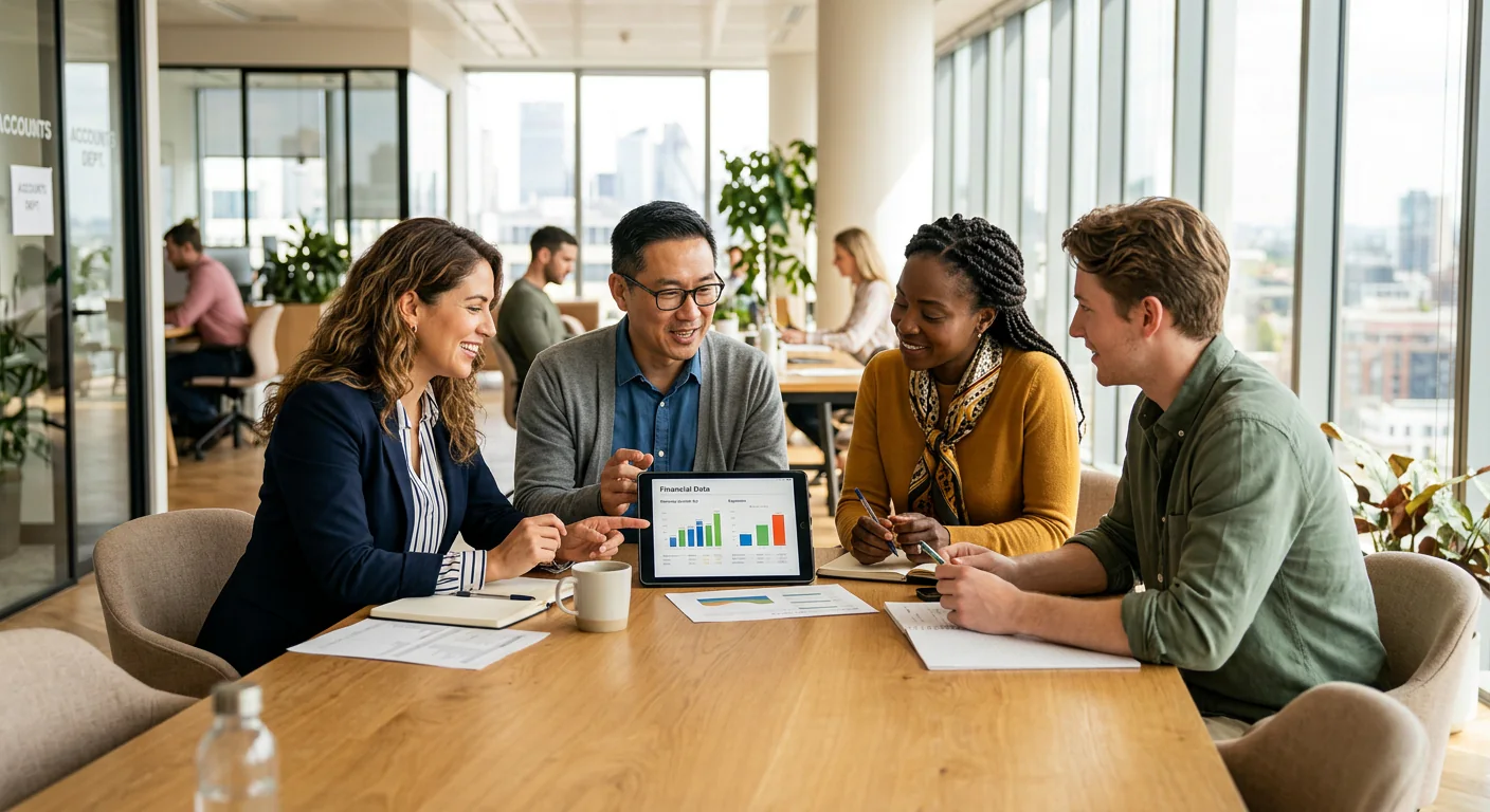 The HAAS Accounting team collaborating around a conference table